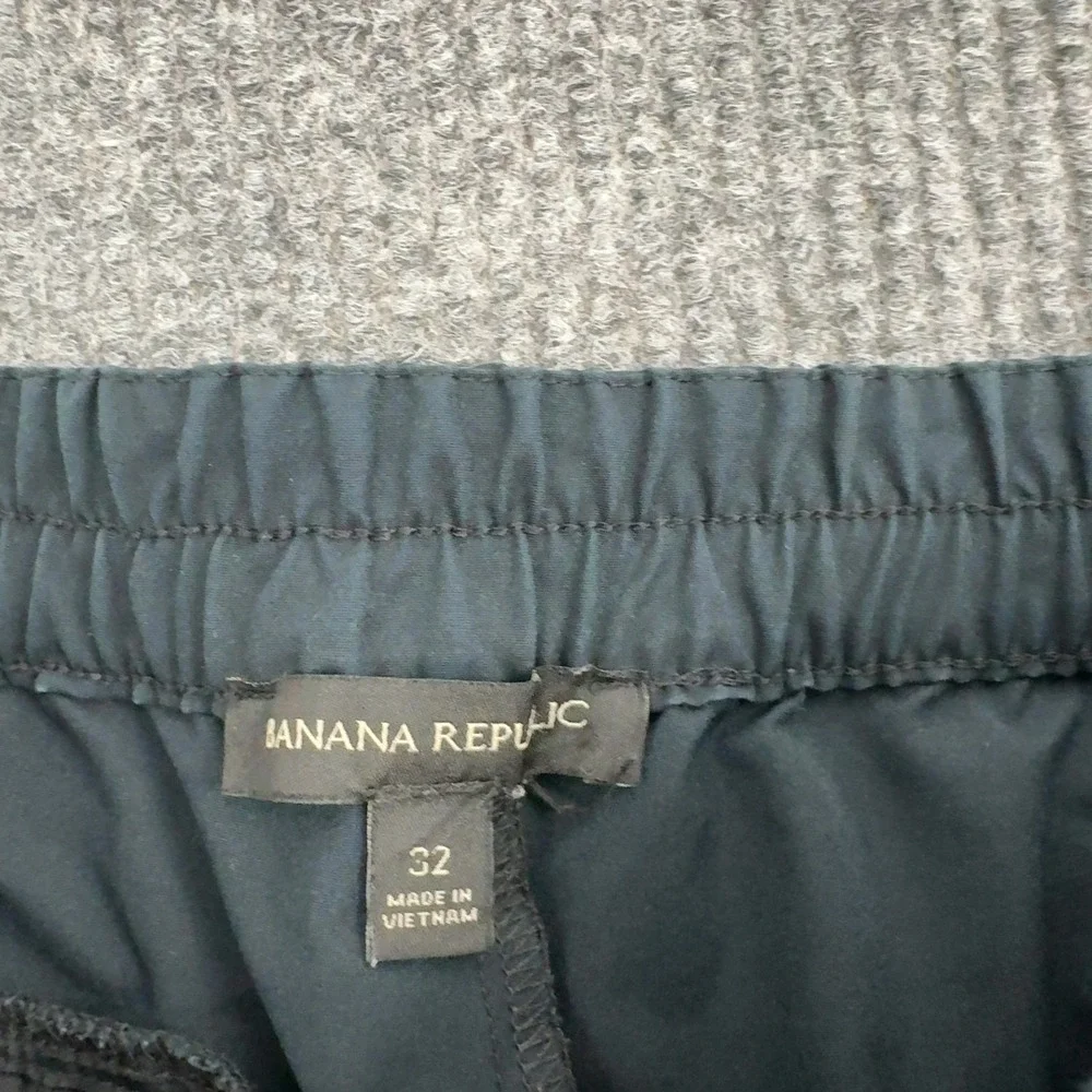 Banana Republic Joggers Men 32 Black Polyester Elastic Hem Athletic Casual Style
